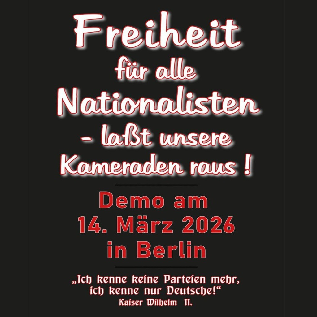 Flyer - Berlin 14 März 2026 - Motto -Freiheit für alle politischen Gefangenen